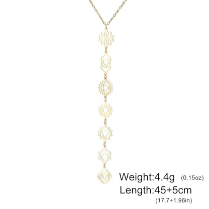 7 Chakra Necklace for Women Stainless Steel Spiritual Healing Chakra Pendant Necklace Yoga Meditation Jewellery for Mother's Day - color: Style1-G