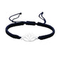 Lotus Symbol Bracelet for Women - Adjustable Cord, Silver Pendant, Spiritual Jewelry Gift - style: Navy Blue
