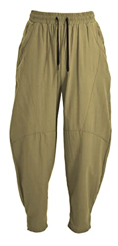 perdontoo Men's Linen Cotton Loose Fit Casual Lightweight Elastic Waist Summer Beach Pants