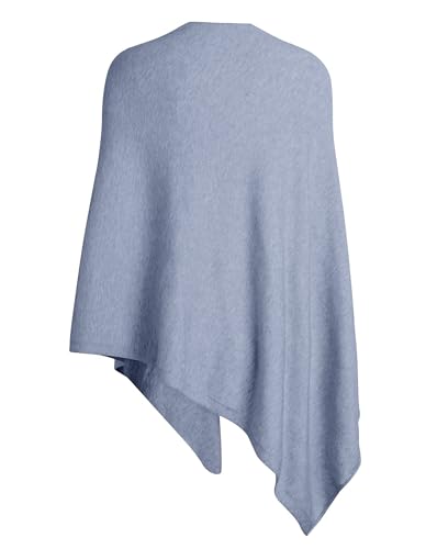 PULI Women's Versatile Knitted Shawls Scarf Poncho Sweater with Buttons Lightweight Spring Summer Fall Wraps - color: A-dusty Blue