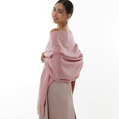 RIIQIICHY Winter Scarfs for Women Pashmina Shawls Wraps for Evening Dresses Large Warm Soft Scarves - color: Pink