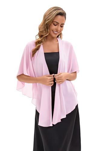 Baoqiya Chiffon Shawl Evening Scarf Shawls and Wraps for Women Wedding Party Bridal Scarves Cover Ups - color: Pink