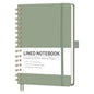 RETTACY Lined Journal Notebook, 140 Numbered Pages, A5 Medium Size (5.7'' x 8.3''), for Men & Women, Journaling, Writing, Work & Office, Spiral-bound, Hardcover, 100 GSM Thick Paper (Light Green)
