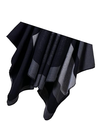 Women's Shawls and Wraps Open Front Poncho Cape Winter Sweater - color: L9-black+grey