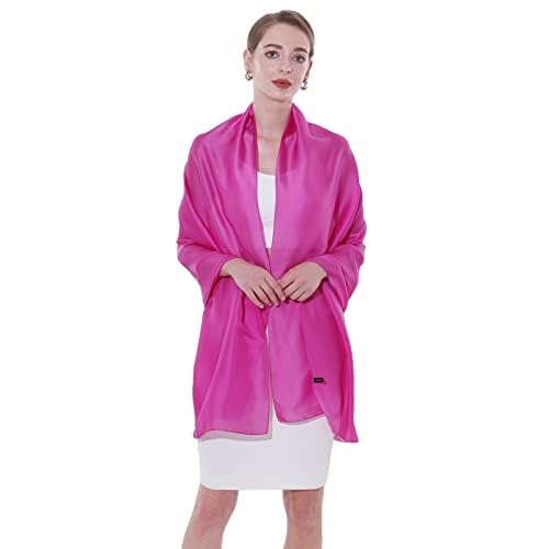 Womens Scarf Pashmina Shawls and Wraps for Evening Dresses Like Chiffon Silk Scarf for Bridal Weddings - color: Rose Pink