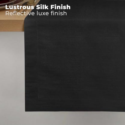 Luxe Shine™ by D'Moksha Black Table Runner 36 Inches, Elegant Silk Table Runner, Machine Washable, 14 x 36 Inch for Dresser, Coffee Table- Summer, Father's Day - color: Black, size: 14 X 36 Inch