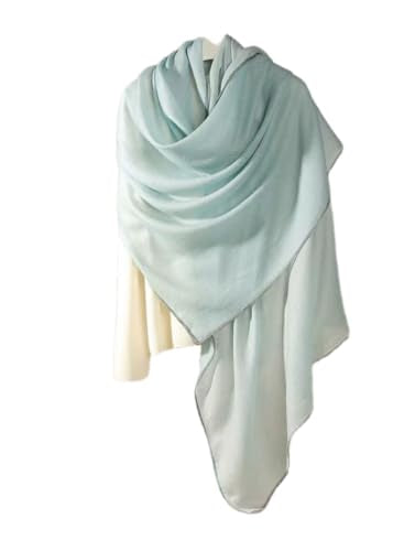 Luxury Cashmere Pashmina Style Shawl - Silk & Wool Blend Scarf, Lightweight Skin-Friendly Wrap - color: Light Blue