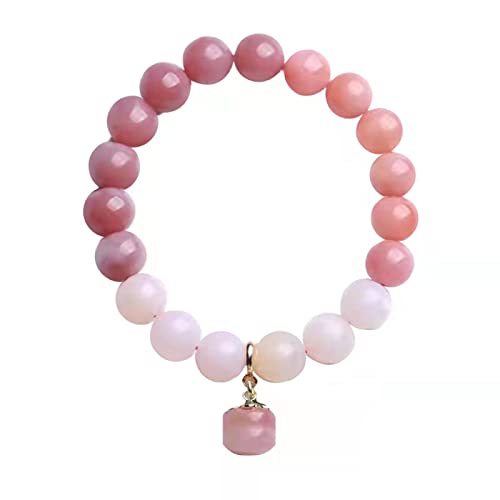 Natural Jade Bracelet for Women Gradient Green Jade Bead Elastic Bracelet, Suitable for Christmas, Thanksgiving - color: pink