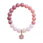 Natural Jade Bracelet for Women Gradient Green Jade Bead Elastic Bracelet, Suitable for Christmas, Thanksgiving - color: pink