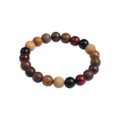 COLORFUL BLING Handmade Wooden Prayer Beaded Bracelet for Men Women Tibetan Buddhist Meditation Mala Beaded Stretch Bracelet Bangle Wood Jewelry - color: mix