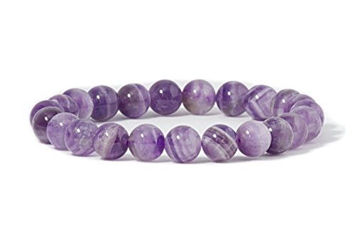Cherry Tree Collection Gemstone Beaded Stretch Bracelet 8mm Round Beads 7" - color: Dog-Tooth Amethyst