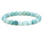 Keleny Gem Semi Precious Gemstones 8mm Natural Quartzite Stone Round Beads Rock Crystal Jasper Stretch Bracelet 7 Inch Unisex - color: 8mm Blue Amazonite