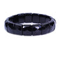 Keleny Gemstones Semi Precious 15mm Square Grain Faceted Beaded Stretch Bangle 7.5 Inch Unisex - color: Black Obsidian