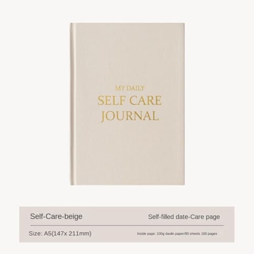 Gratitude Journal 5 Minute Daily Notebook for Happiness and Self-Reflection Emotional Record Book 5.79x8.31in(Beige) - color: Beige