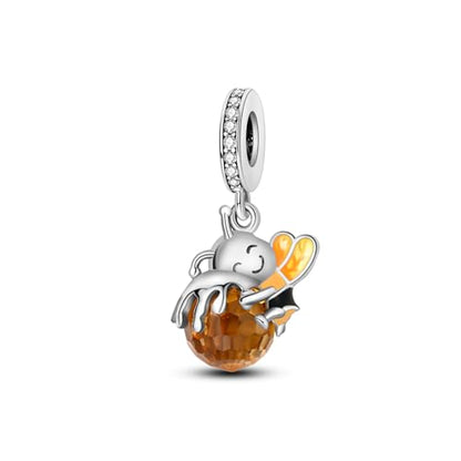 Prayer Cross Elephant Airplane Suitcase Charm 925 Sterling Silver Charms fits for Bracelets Necklace Pendant Bead Charms Jewelry Gift for Women Family - color: Honeybee Charm