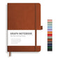 RETTACY Graph Grid Paper Notebook, 192 Pages, A5 Medium Size (5.7'' x 8.3''), 5 Squares per Inch, Leather Hardcover, 100 GSM Thick Paper, for School, Students, Math, Engineering (Brown) - color: Brown, style: Grid