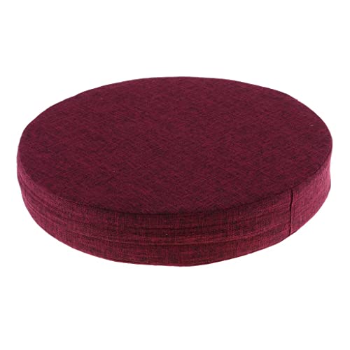 6cm Portable Round Yoga Meditation Cushion - Weight Breathable Linen, Perfect for Home and Outdoor Exercise - Wine Red