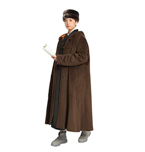 Unisex Men Women Windbreaker Meditation Cloak Overcoat - color: Coffee, size: 145cm