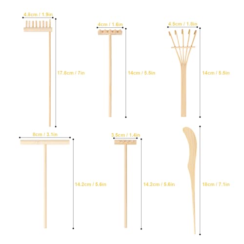 24 PCS Mini Zen Garden Rake Tools, Zen Garden Accessories, Zen Garden Tools Bulk Zen Garden Bamboo Sand Rake Set for Home, Office Decor and Meditation Tools