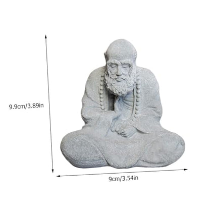1pc Chinese Style Sitting Buddha Statue Sandstone Figurine for Home Decor Office Zen Garden and Meditation Spaces