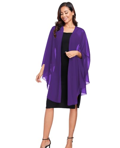 TONGFANTFL Shawls Wraps for Evening Wedding Party Chiffon Scarf Soft Bridal Wraps Wedding Guest Shawl Coverage - color: Purple