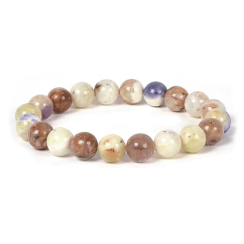 Justinstones Gemstone Crystals Chakra Beads Bracelet Crystal Healing 10mm Round Stretchable Bracelet for Her Gift - color: Mexican Morado Purple Opal