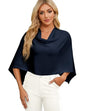 PULI Women Capri Poncho Sweater Petite Cropped Versatile Shawl Slender Frame Fit Soft Knit Wraps Cowl Neck Short Tops