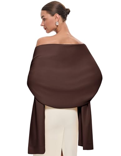 PULI Women's Pashmina Shawl Wraps for Evening Dress Large Scarf Blanket Long Wedding Bridal Winter Warm Shoulder Wrap - color: Caramel