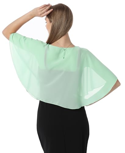 Chiffon Capelet Soft capes Shawls and Wraps for Evening Dress Wedding Cape 1920s shawl accessories for women - color: Mint Green