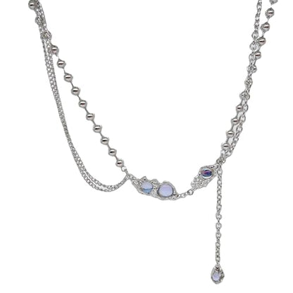 Y2k Irregular Necklace Star Pendant Moonlight Stone Fashion Collar Chain Design Spicy Silver Jewelry for Women - color: Style8