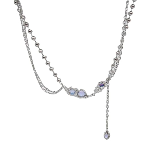 Y2k Irregular Necklace Star Pendant Moonlight Stone Fashion Collar Chain Design Spicy Silver Jewelry for Women - color: Style8