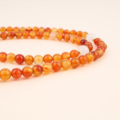 COAI Japamala Namaste Charm 108 Mala Beads Wrap Bracelet Stone Beaded Necklace - style: Orange Agate