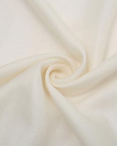 KVSS Women's Fine Knit Shawl, 55% Cashmere 45% Mulberry Silk, X Gauge 120/2NM Yarn Lightweight Spring Summer Wrap Scarf - color: Ivory