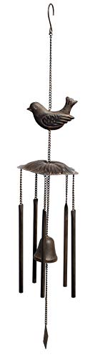 Anderson's Bird Wind Chimes, Antique Metal Outdoor Decor for Garden, Patio, Porch, or Memorial Gift, 33" Soothing Sound, No Assembly, Faux Patina Finish, Great for Relaxation & Meditation - color: Bird