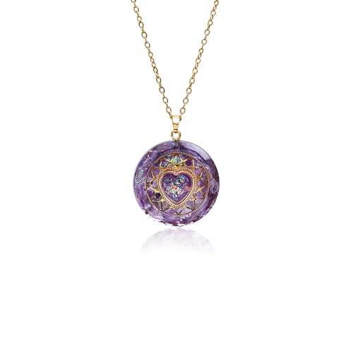 Day Day Up Orgone Pendant Heart Energy Necklace - Healing Crystal Necklaces For Women With Reiki Quartz Gemstones - Fashion Jewelry