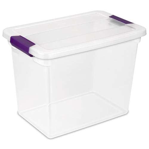 Sterilite 27 Quart ClearView Latch Box, Stackable Storage Bin with Latching Lid, Organize Clothes, Shoes in Closet, Clear Base and Lid, 18-Pack - size: 18 Pack, style: 27 Quart