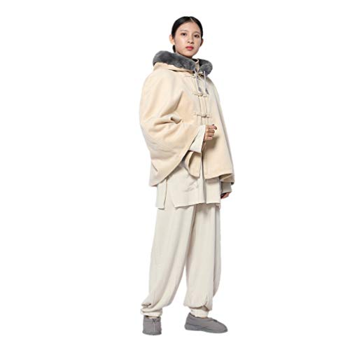 DGXIN Unisex Meditation Hooded Monk Cloak One Size Length 60cm - color: Creamy