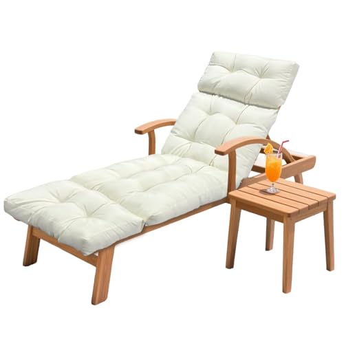 Outdoor Chaise Lounge Chair Cushion 75.1 x 23.6 x 4.7in, Waterproof Replacement Cotton Patio Thickened Pool Lounge Chair Cushion with Ties for Patio Outdoor Furniture,Beige - color: Beige