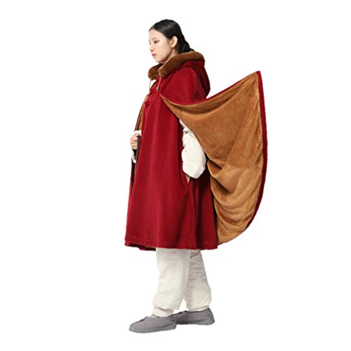 DGXIN Winter Velvet Zen Practice Meditation Cloak 100cm - color: Maroon