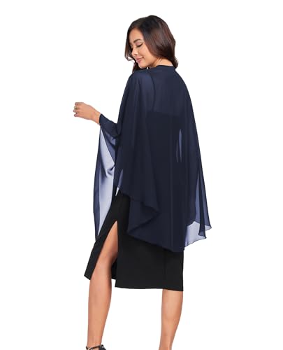 TONGFANTFL Shawls Wraps for Evening Wedding Party Chiffon Scarf Soft Bridal Wraps Wedding Guest Shawl Coverage - color: Navy
