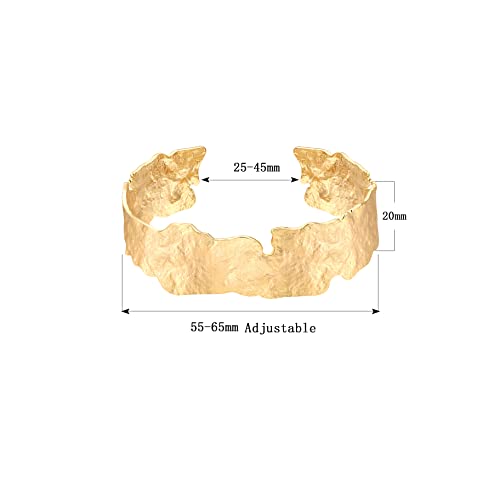 POTESSA 18K Gold Plated Cuff Bracelets Adjustable Dainty Bangle Handemade Jewelry for Women - style: Irregular Twist