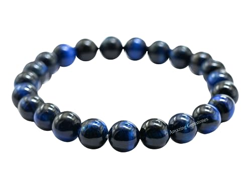 Amazing Gemstone Crystal Bracelet for Women Men's Gifts - Protection Healing Crystal Bracelet - 8mm Gemstone Beaded Stretchable Bracelet Pulseras Para Hombres Mujer Stocking Stuffers Mothers Day Gift (Blue Cat's Eye) - color: Blue Cat's Eye