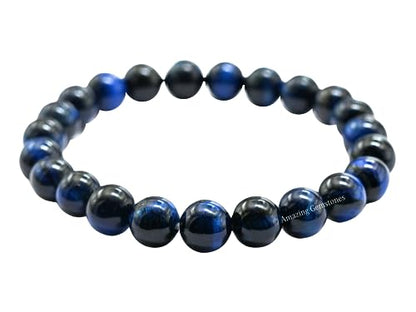 Amazing Gemstone Crystal Bracelet for Women Men's Gifts - Protection Healing Crystal Bracelet - 8mm Gemstone Beaded Stretchable Bracelet Pulseras Para Hombres Mujer Stocking Stuffers Mothers Day Gift (Blue Cat's Eye) - color: Blue Cat's Eye