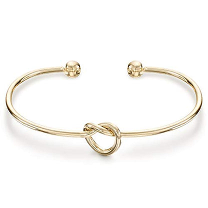 PAVOI 14K Gold Plated Forever Love Knot Infinity Bangle Bracelets for Women | Gold Bangle Bracelet for Women - color: Yellow Gold