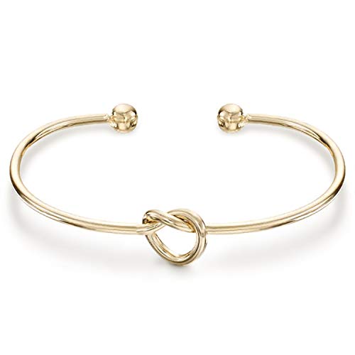 PAVOI 14K Gold Plated Forever Love Knot Infinity Bangle Bracelets for Women | Gold Bangle Bracelet for Women - color: Yellow Gold