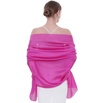 Womens Scarf Pashmina Shawls and Wraps for Evening Dresses Like Chiffon Silk Scarf for Bridal Weddings - color: Rose Pink