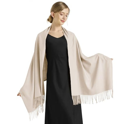 Ciormis Pashmina Scarf for Women, Soft Pashminas Shawls and Wraps for Evening Dresses, Wedding Bride Bridesmaid Shawls Scarf - color: Light Khaki