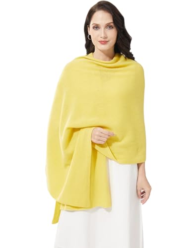 Soft Cashmere Blend Wrap Chic Scarf Stole for Women Wayfarer Travel Extra Large 87"x28" - color: Yellow