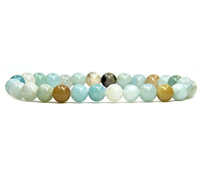 Angelstones Handmade Natural Healing Gemstone 6mm Round Beads Stretch Crystal Bracelet 7 Inch Unisex