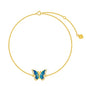 Real 14k Gold Blue Butterfly Bracelet for Women, Solid 14 Karat Gold Animal Lover Wrist Jewelry Gifts for Her, 6.8-8.4